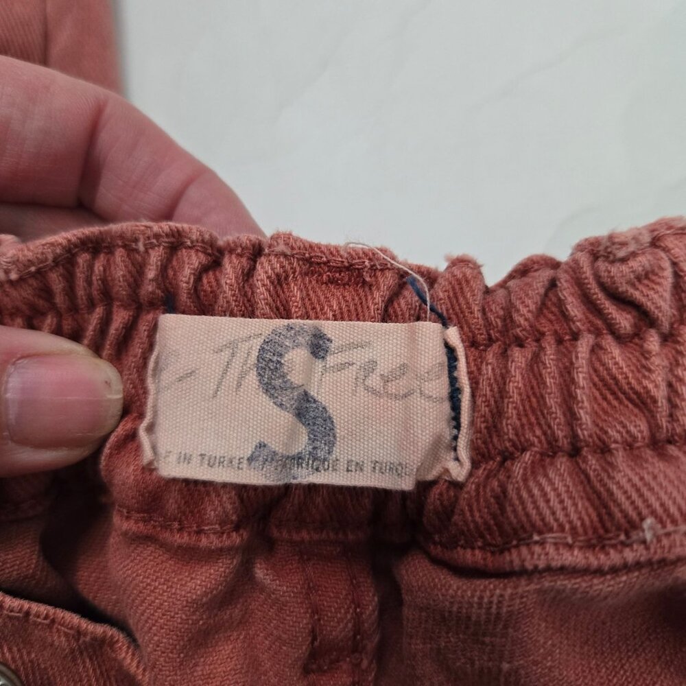 Free People Size S Cotton Platoon Cargo Pants In Red Rust Elastic Waistband - Picture 9 of 16